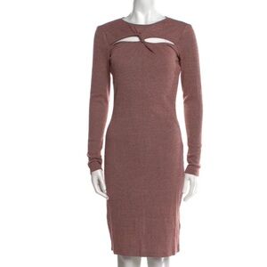 WALTER BAKER KNIT CUTOUT BODYCON DRESS TAN NEW